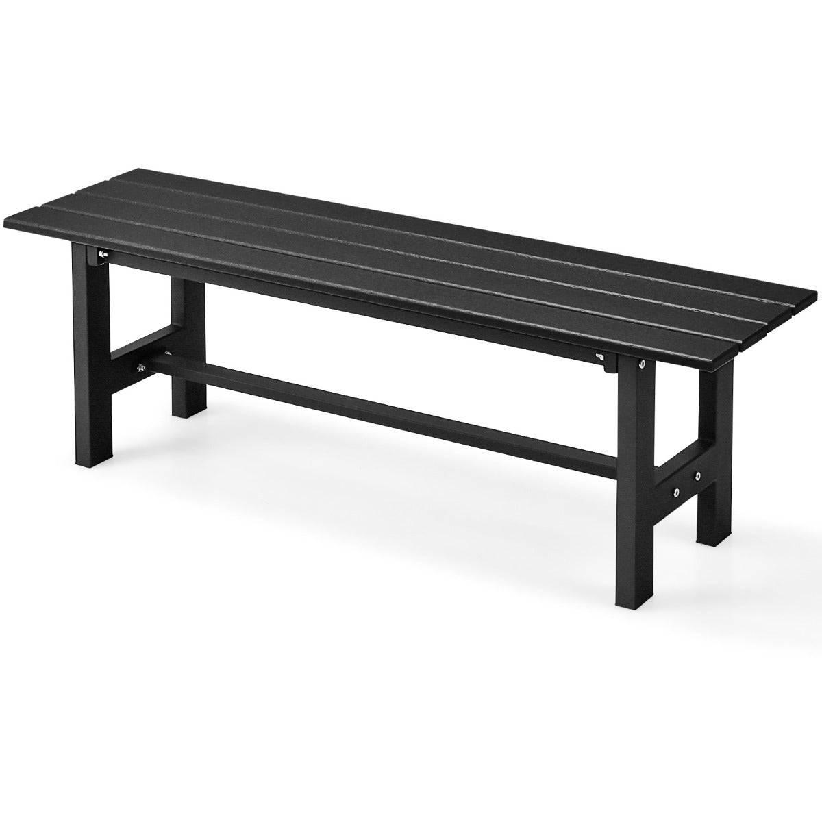 Helloshop26 - Banc de jardin hdpe pour 2 personnes charge 300 kg banquette extérieur avec cadre en métal et couvre-pied de protection noir - Image 1
