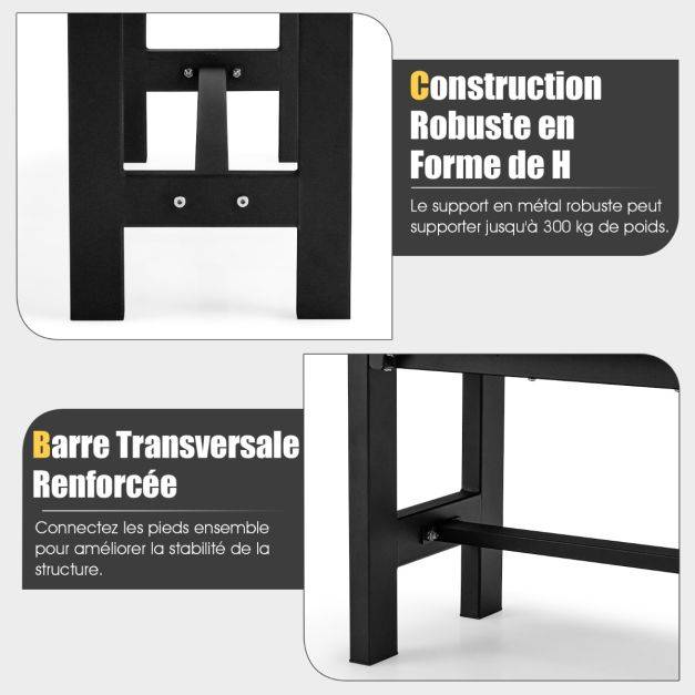 Helloshop26 - Banc de jardin hdpe pour 2 personnes charge 300 kg banquette extérieur avec cadre en métal et couvre-pied de protection noir - Image 3