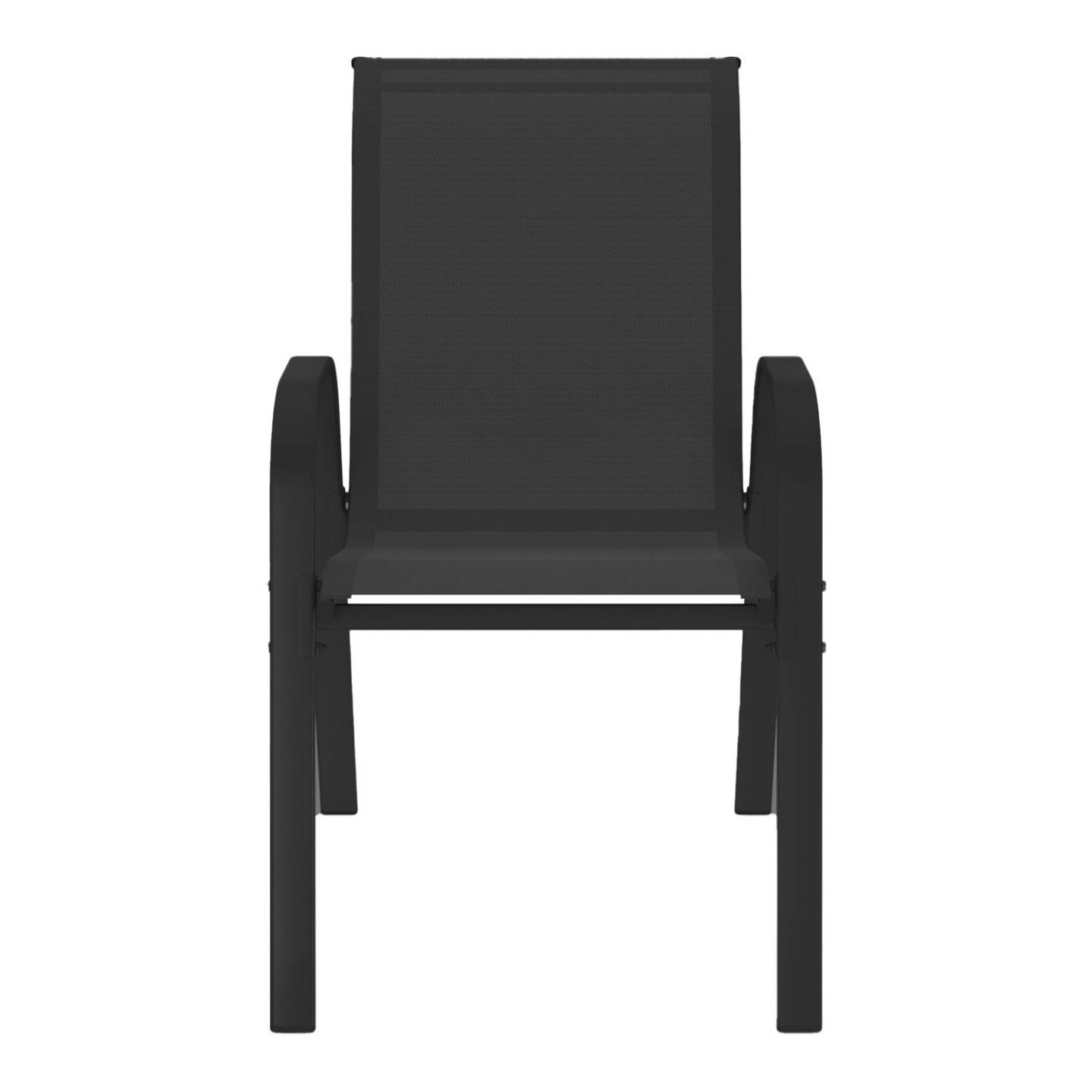 Lot de 6 chaises de jardin empilables LYMA en métal et textilène noir – Confort, légèreté et rangement facile – IDMarket - Image 3