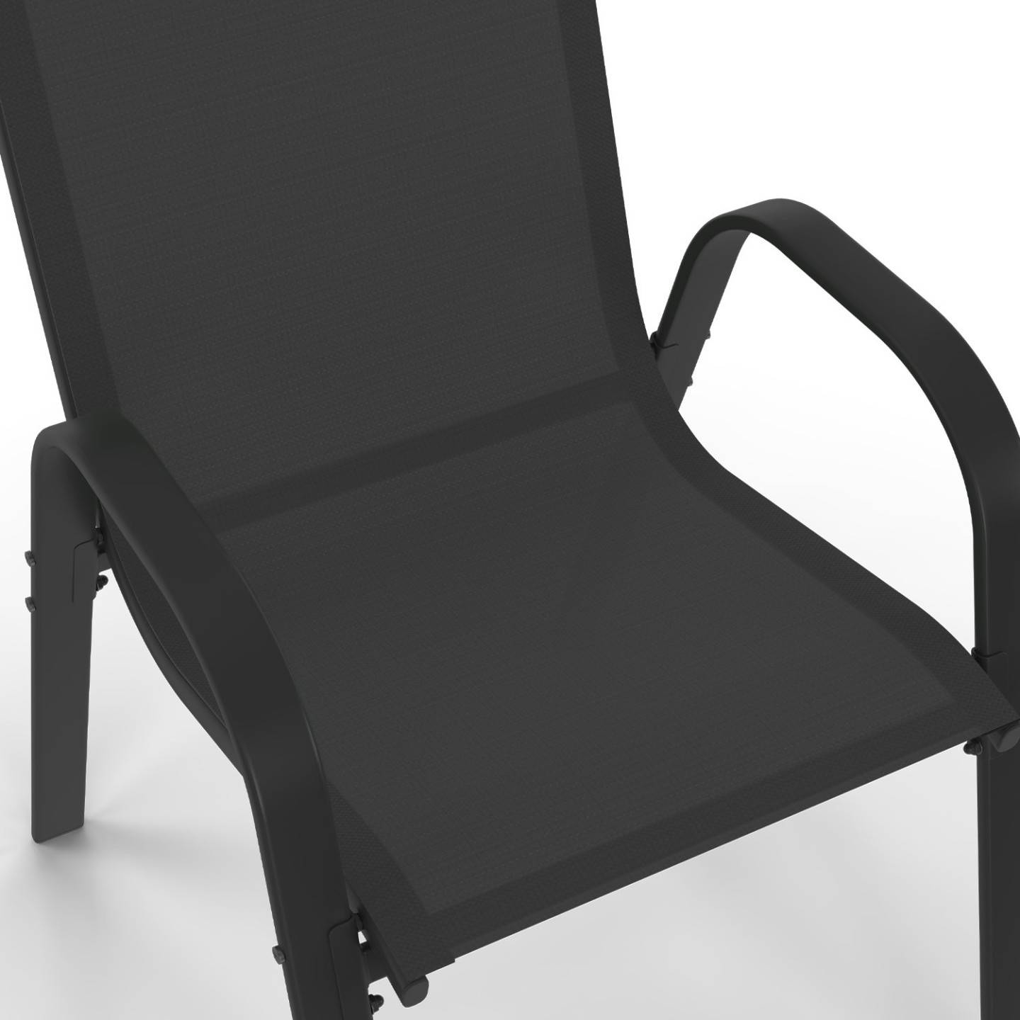 Lot de 6 chaises de jardin empilables LYMA en métal et textilène noir – Confort, légèreté et rangement facile – IDMarket - Image 7