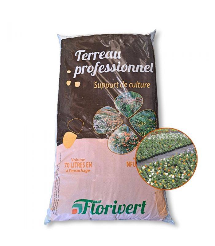 Florivert - Pack de 10 sacs de terreau français pour plantes vertes et fleurs Flori Horticole 70L NEG01644-10x70