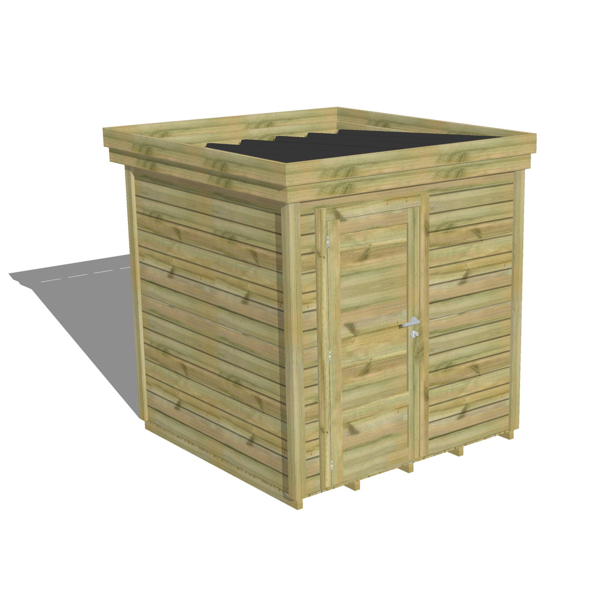 ABRI DE JARDIN bois  autoclave 27mm - 2,14x2,14m / 5m2 - Bac acier - Plancher bois - Image 1