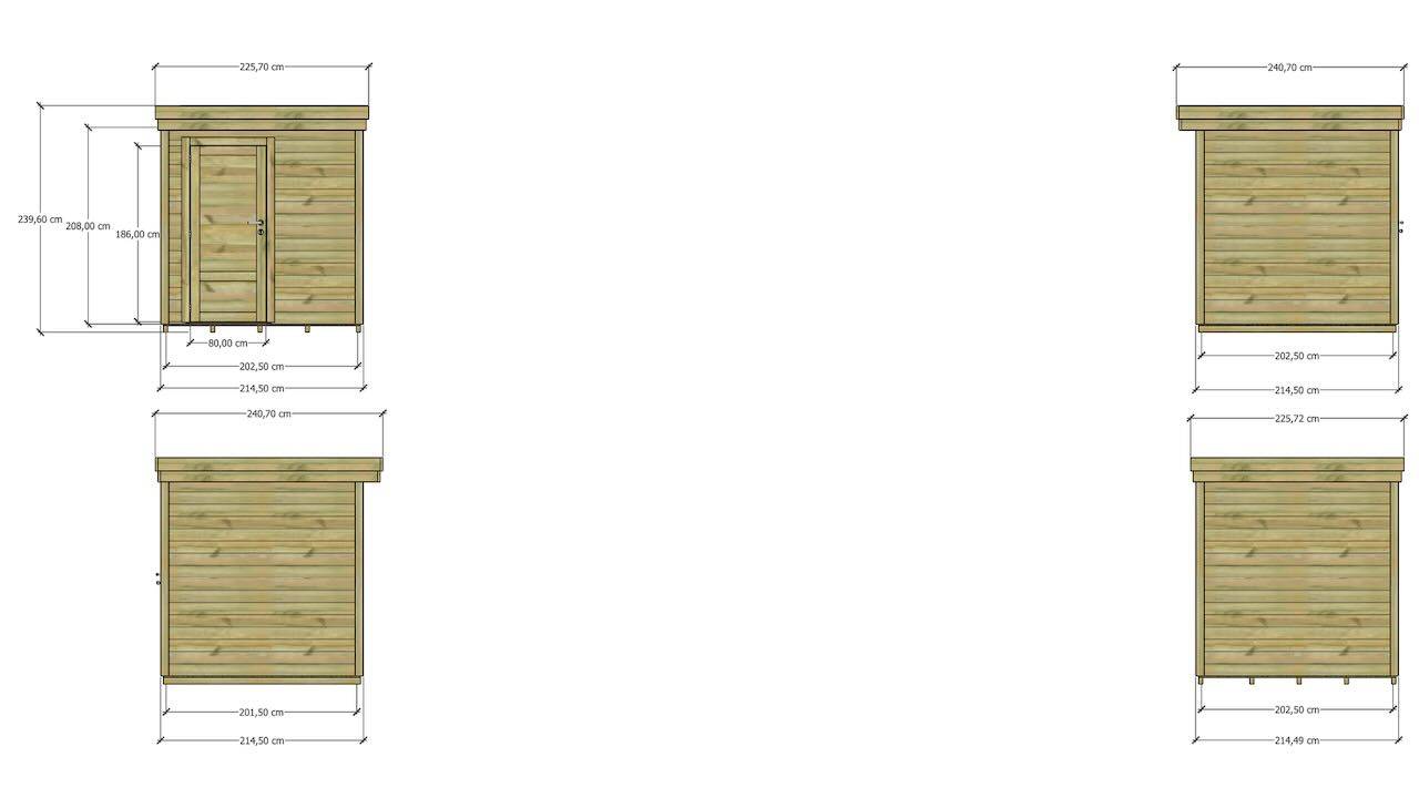 ABRI DE JARDIN bois autoclave 27mm - 2,14x2,14m / 5m2 - Bac acier - Plancher bois - Image 4