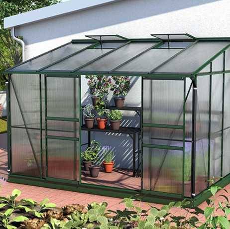Vitavia - Serre adossée IDA 6500 - 6,50 m² polycarbonate avec porte coulissante et lucarnes, Couleur Vert, Polycarbonate 6 mm - Image 3