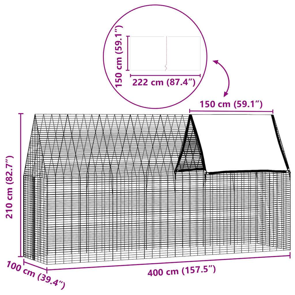 Vidaxl - Cage pour lapins Argenté 400 x 100 x 210 cm Acier galvanisé vidaXL 42019248 - Image 3