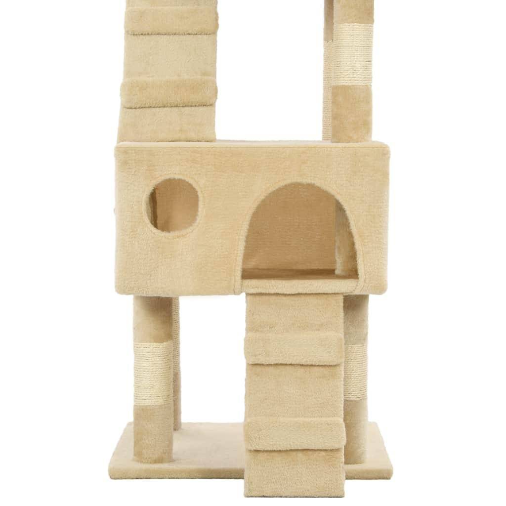 Helloshop26 - Arbre à chat griffoir grattoir niche jouet animaux peluché en sisal 170 cm beige - Image 6