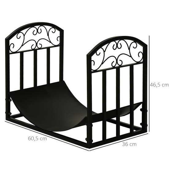 Range bûches Porte-bûches range rack à bûches support étagère à bois de cheminée charge max. 60 kg dim. 60,5L x 36l x 46,5H cm métal époxy noir - Image 5