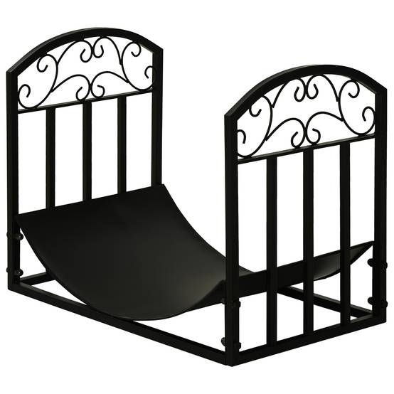 Range bûches Porte-bûches range rack à bûches support étagère à bois de cheminée charge max. 60 kg dim. 60,5L x 36l x 46,5H cm métal époxy noir - Image 2