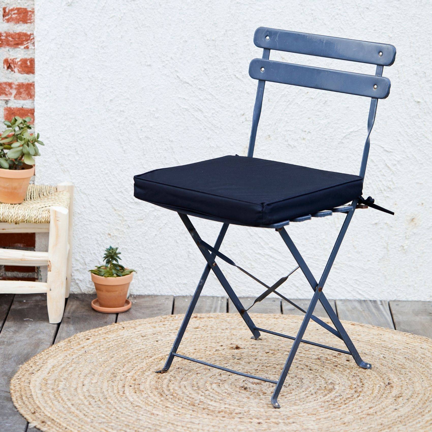 Home Maison - Galette de chaise extérieur imperméable et déhoussable MINORQUE - HOME MAISON - Polyester - Noir - Image 3