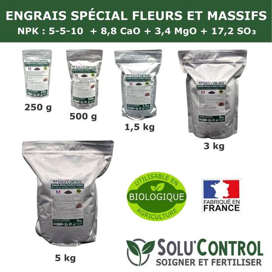 SOLU’CONTROL - 250 g - Engrais Spécial Fleurs et Massifs NPK 5-5-10 - Favorise une floraison abondante, éclatante et durable - UAB - Image 5