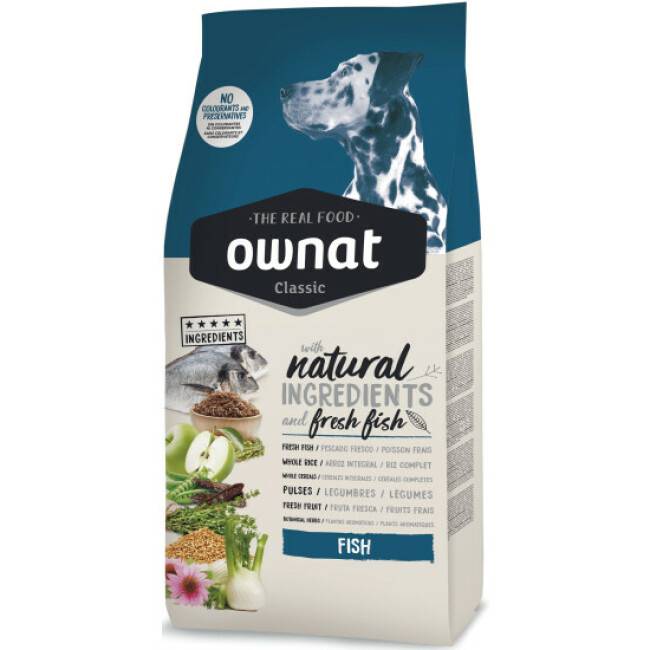 Croquettes Ownat Classic au poisson pour chien - 20 kg