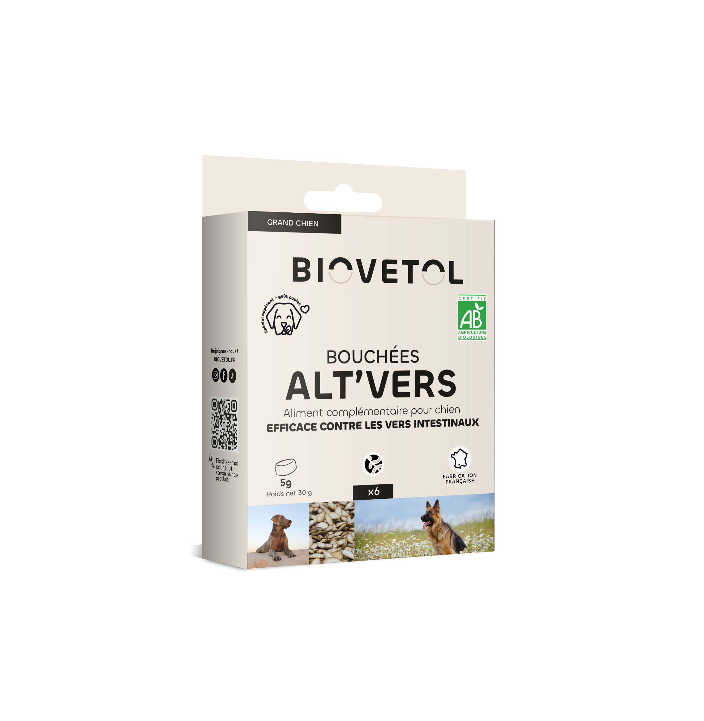 Biovetol - Bouchées Alt’vers Grand Chien >15kgs - Vermifuge - 6 bouchées