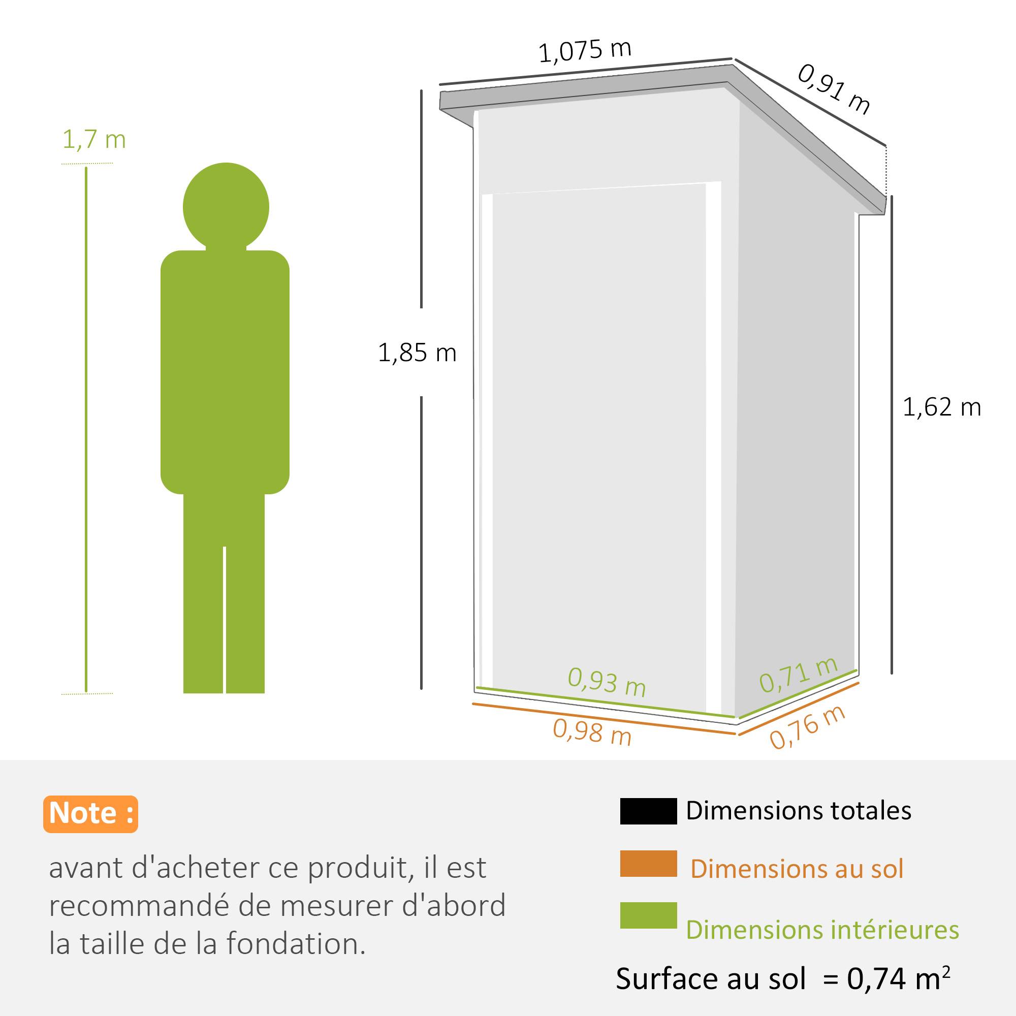 ComfortXL - Abri de jardin vertical acier galvanisé outils tondeuse 107x91x185cm gris foncé - ComfortXL Outdoor Living - Image 5