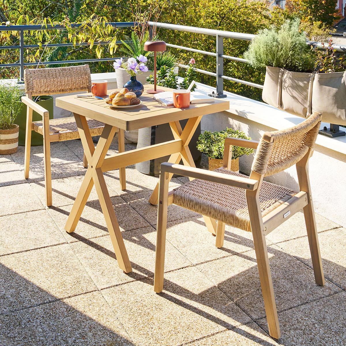 Hesperide - Table de jardin 2 places Xenia eucalyptus 70x70cm - Hespéride - Image 1