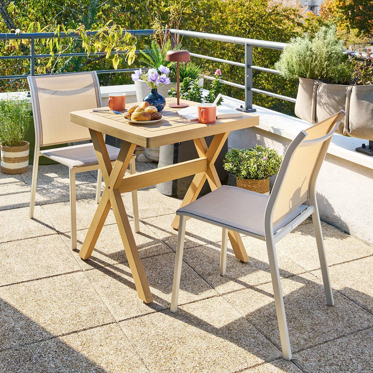 Hesperide - Table de jardin 2 places Xenia eucalyptus 70x70cm - Hespéride - Image 7