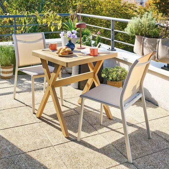 Hesperide - Table de jardin 2 places Xenia eucalyptus 70x70cm - Hespéride - Image 6