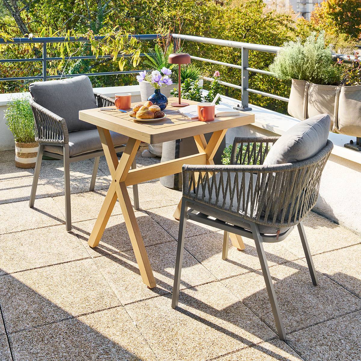 Hesperide - Table de jardin 2 places Xenia eucalyptus 70x70cm - Hespéride - Image 9
