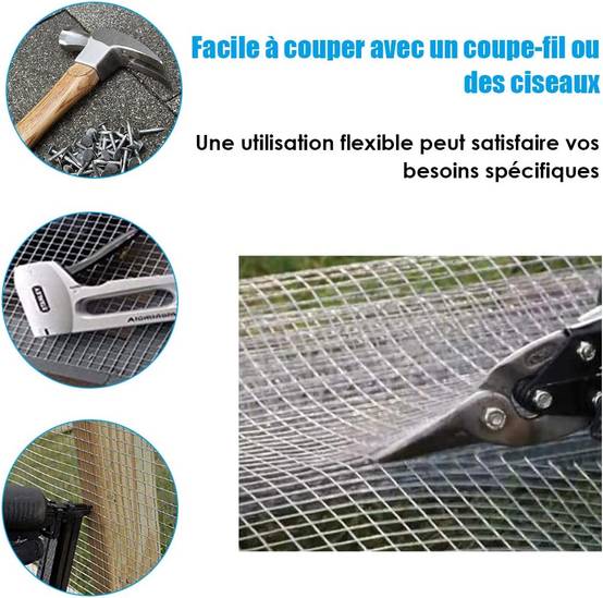 Grillage à Poule 7mm en Fer Galavanisé 0,9x15M Grillage pour Plantes et Animaux Argent - Image 5