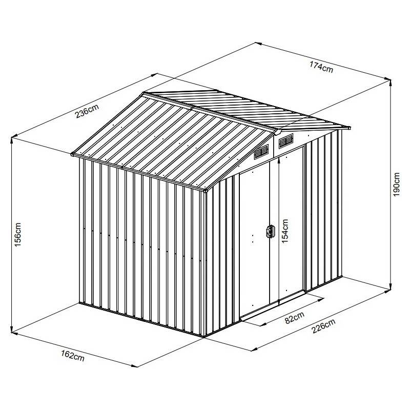 Abri de jardin métal 4,1m² beige avec double porte et kit d'ancrage X-Metal WoodTouch - Image 4