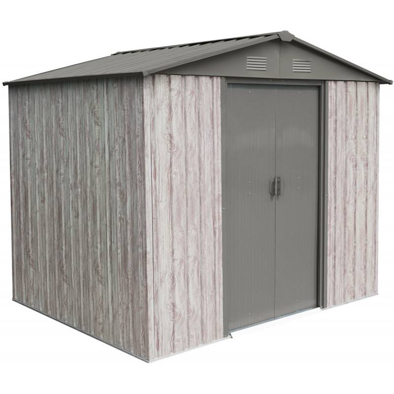 Abri de jardin métal 4,1m² beige avec double porte et kit d'ancrage X-Metal WoodTouch - Image 3