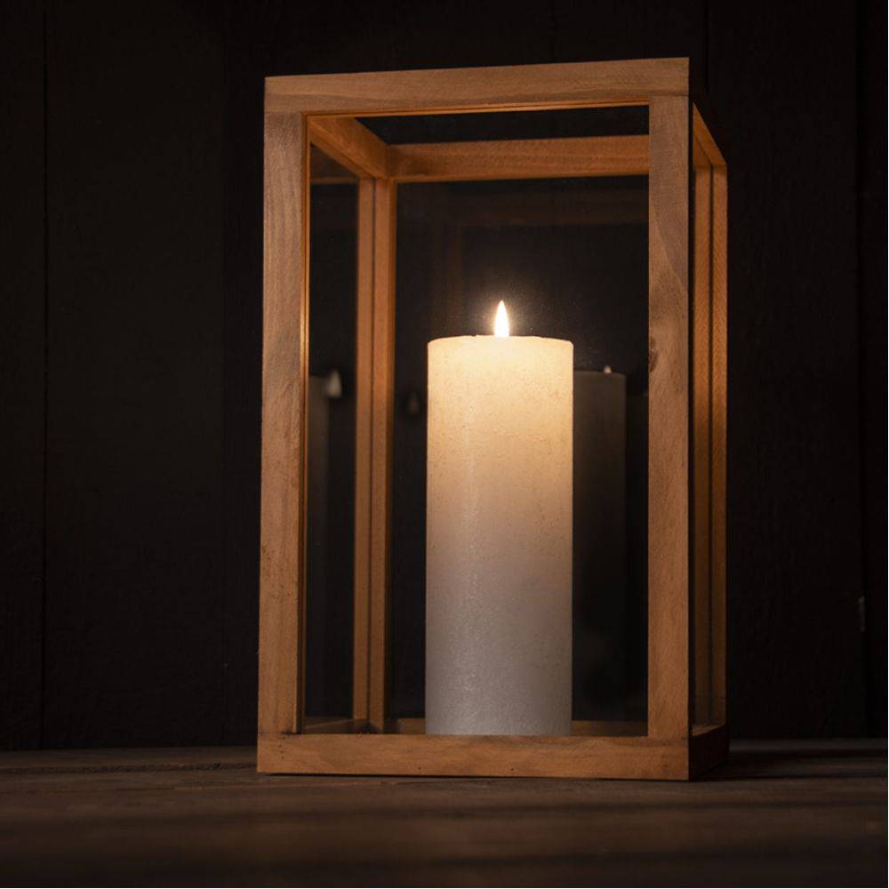 Esschert Design - Lanternes en bois et verre (Lot de 4) - Image 2