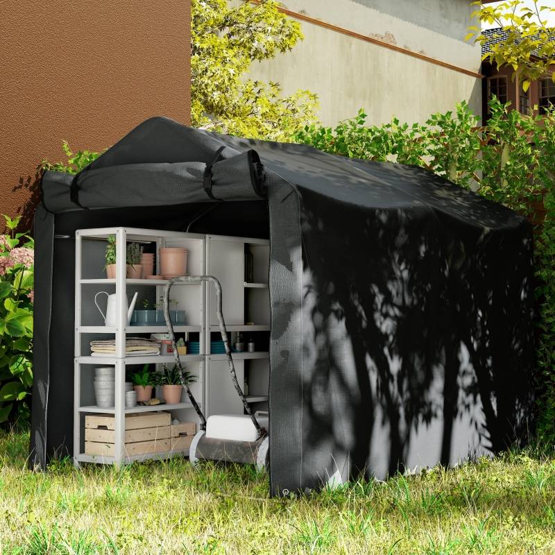 Tente de garage étanche avec porte, résistante aux UV, 220×157×165cm, couleur noire - Image 6