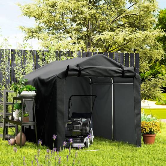 Tente de garage étanche avec porte, résistante aux UV, 220×157×165cm, couleur noire - Image 8