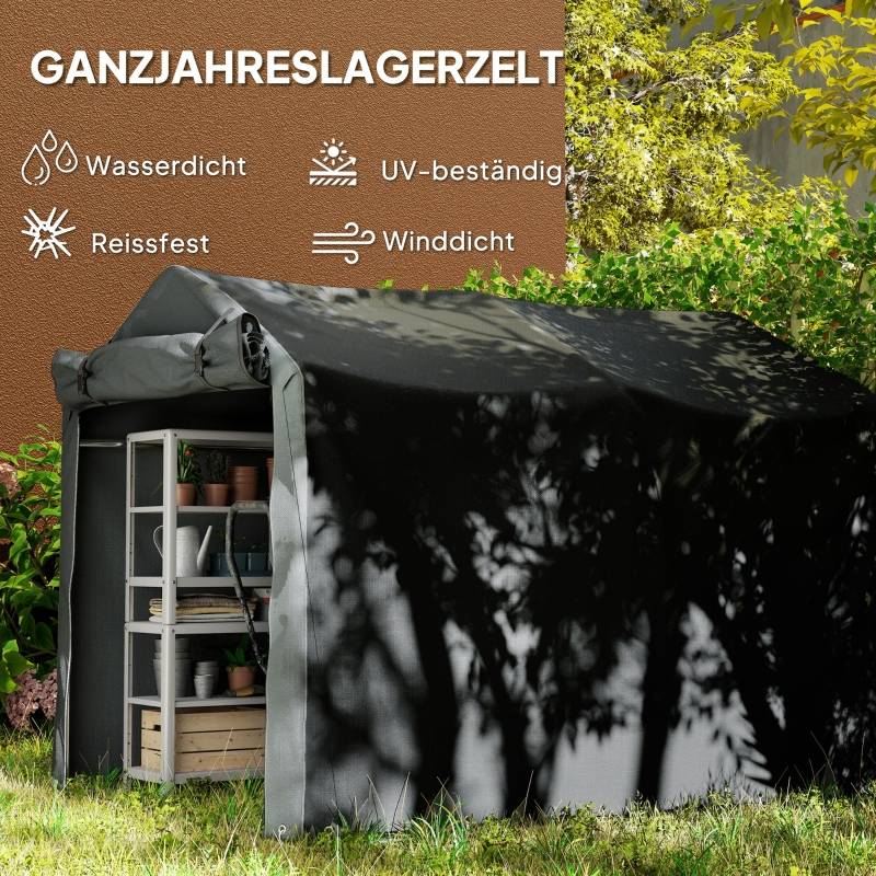 Tente de garage étanche avec porte, résistante aux UV, 220×157×165cm, couleur noire - Image 3