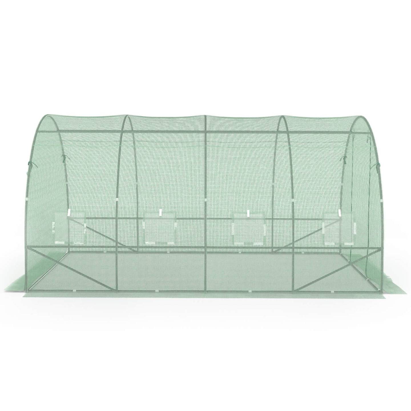 IDMARKET - Serre de jardin tunnel 12m² 4 x 3 x 2 m acier galvanisé + bâche anti-UV avec porte et fenêtres ZEBRA verte - Image 6