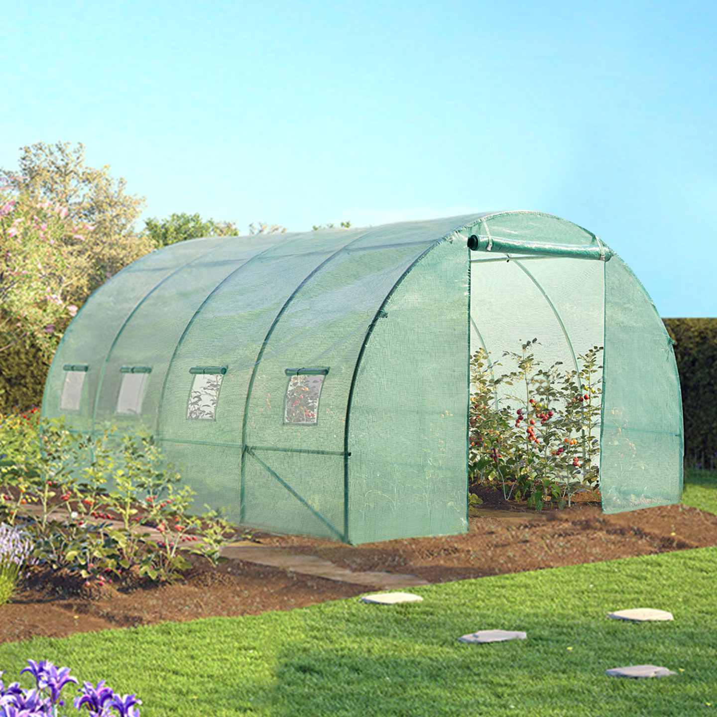 Serre tunnel de jardin 12M² verte gamme maraîchère ZEBRA 4x3M - Image 1