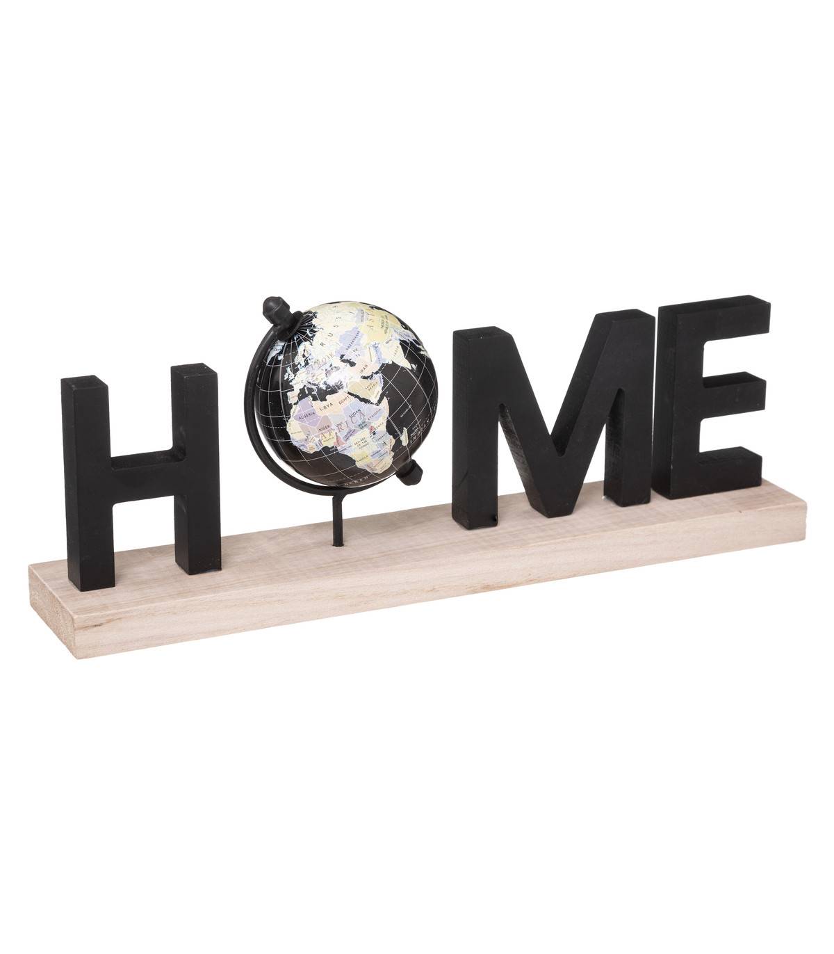Objet déco HOME avec Globe en Bois et Métal L 36 cm - Image 1