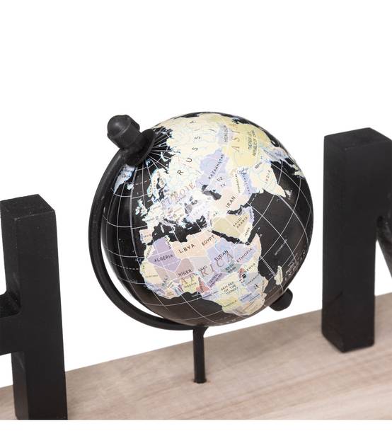 Objet déco HOME avec Globe en Bois et Métal L 36 cm - Image 2
