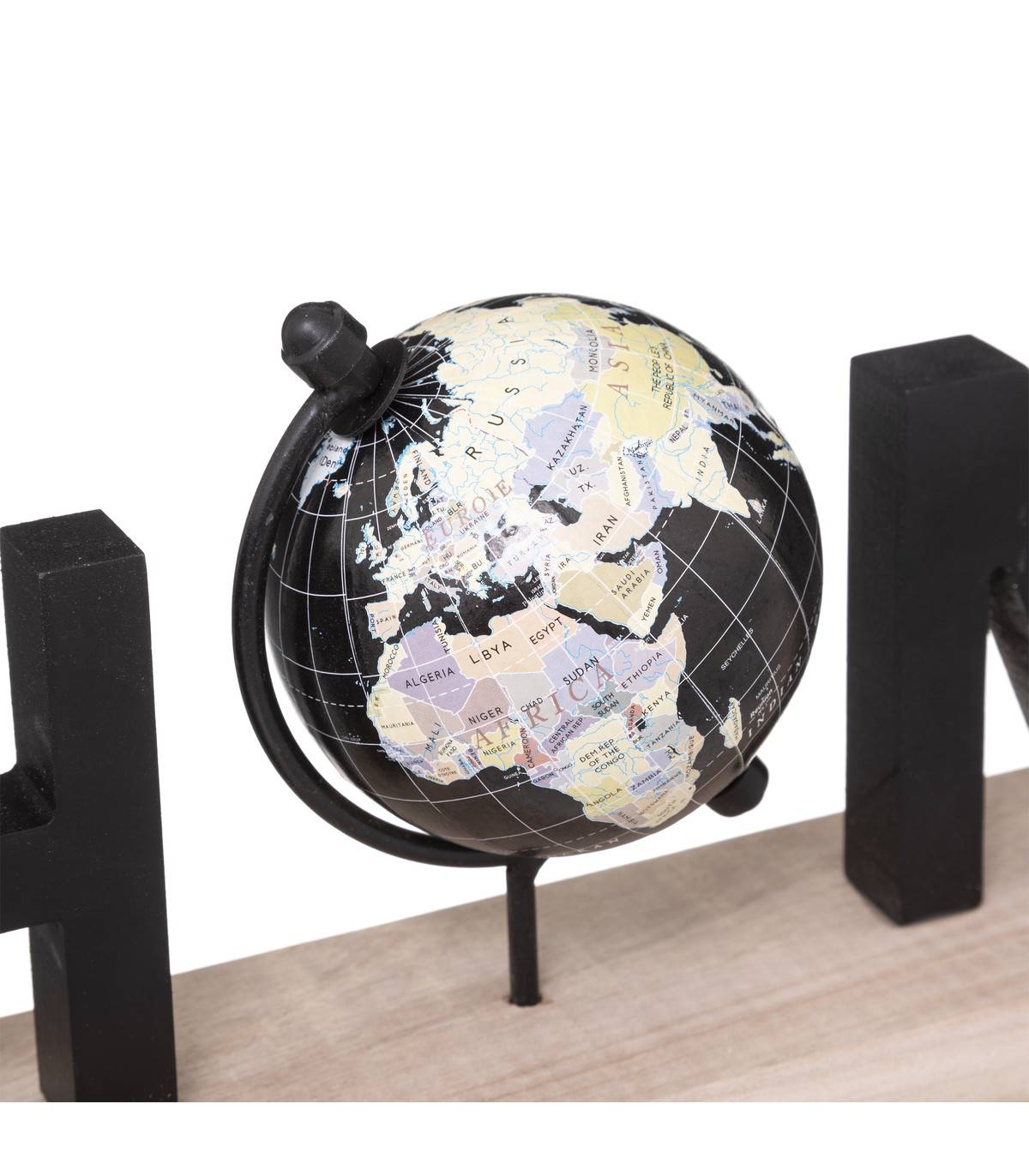 Objet déco HOME avec Globe en Bois et Métal L 36 cm - Image 2