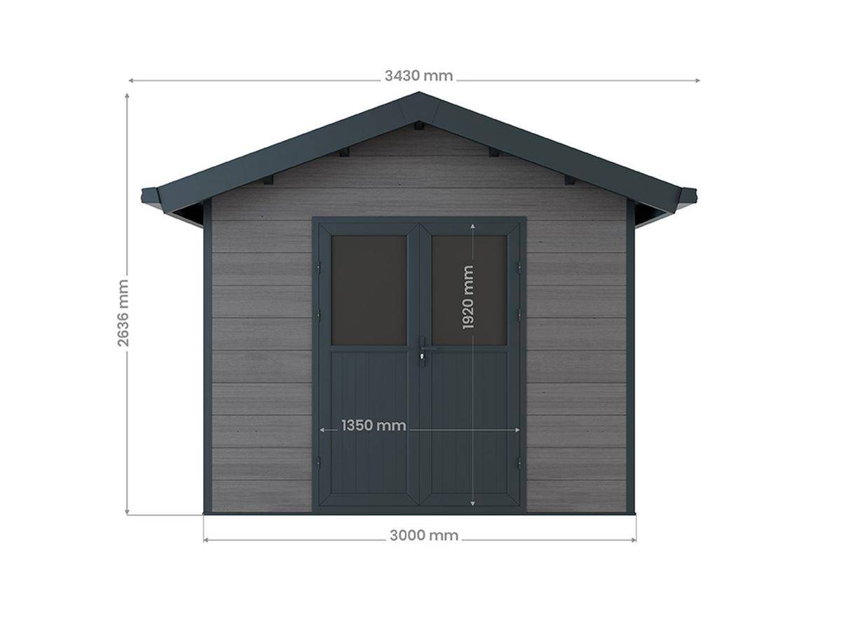 Direct Abris - Abri de Jardin Composite ISORA - 9m2 Gris - Cabane Atelier / Abri Velo - Image 6
