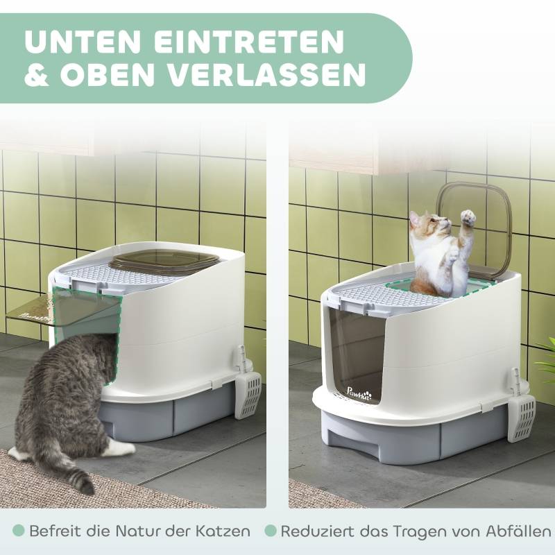 Maison de toilette plastique chat bac fermé anti-odeur 40,5x52,5x42,5cm gris - ComfortXL Outdoor Living - Image 6