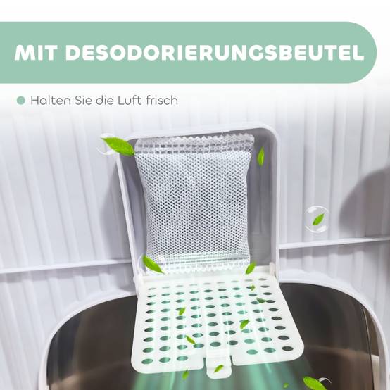 Maison de toilette plastique chat bac fermé anti-odeur 40,5x52,5x42,5cm gris - ComfortXL Outdoor Living - Image 7