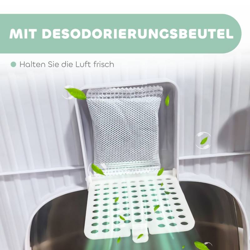 Maison de toilette plastique chat bac fermé anti-odeur 40,5x52,5x42,5cm gris - ComfortXL Outdoor Living - Image 7