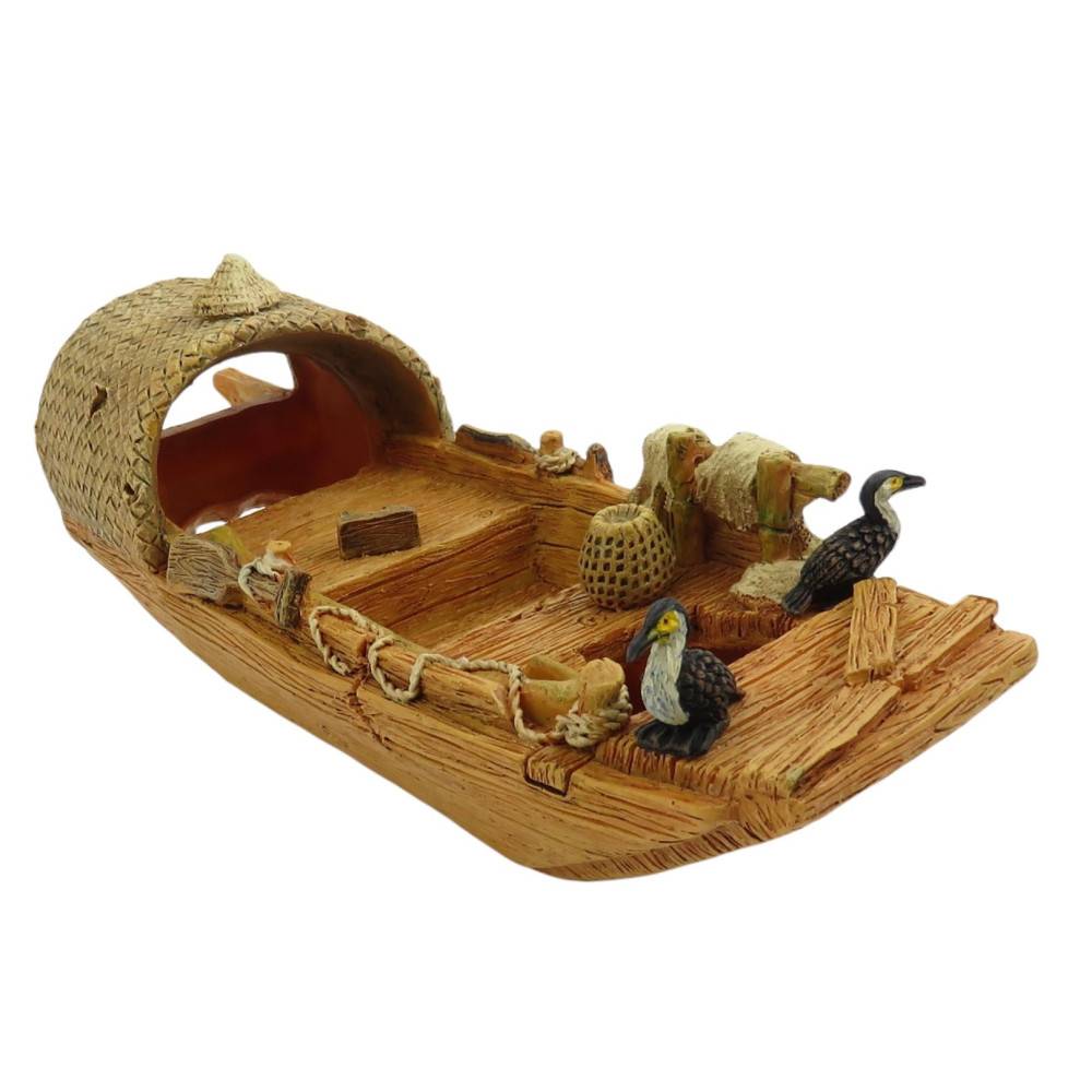 animallparadise - Bateau Pagode model 3 L, 27 x 9 x 10 cm, décoration aquarium - Image 1