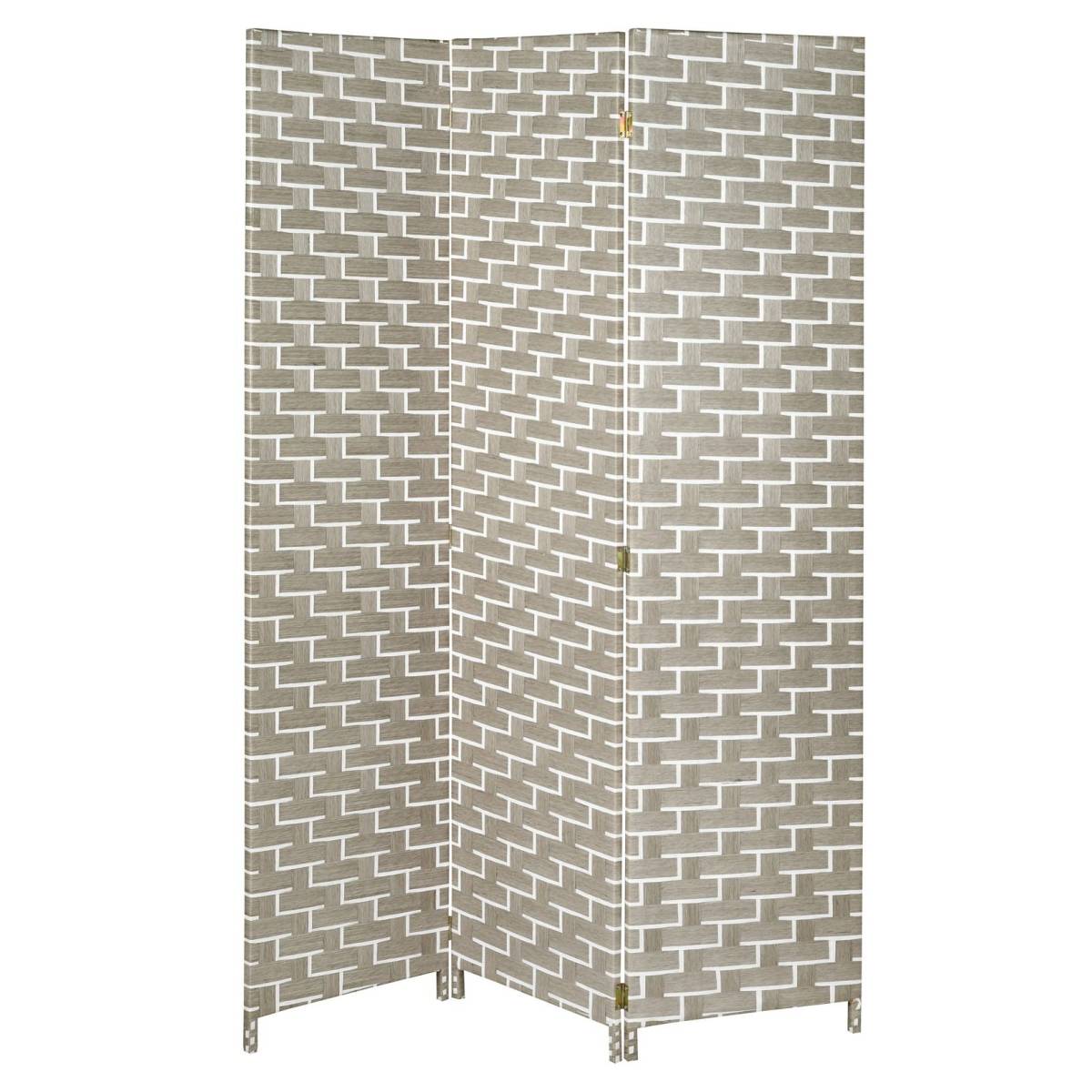 Aubry Gaspard - Paravent en nylon blanc et gris clair 3 panneaux - Image 1