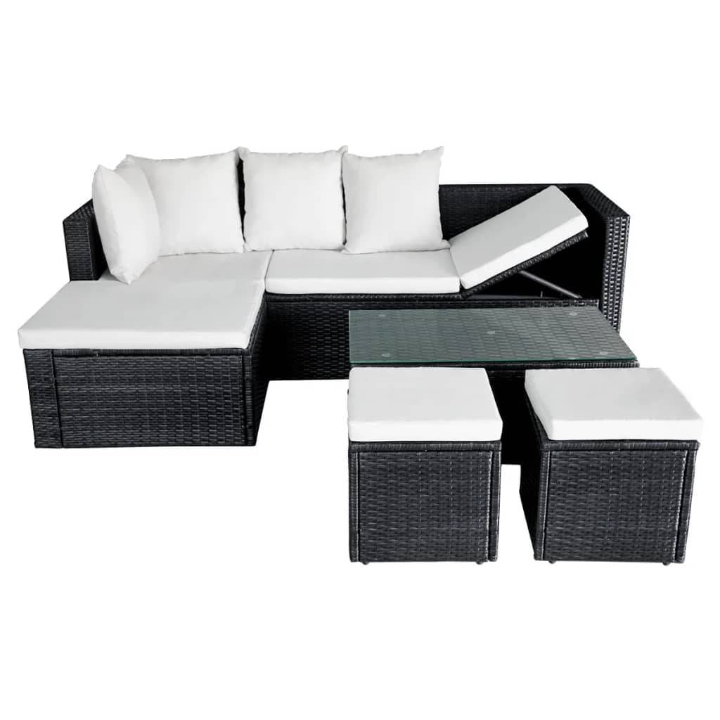 Vidaxl - Salon de jardin 4 pcs avec coussins Résine tressée Noir vidaXL 42586 - Image 6