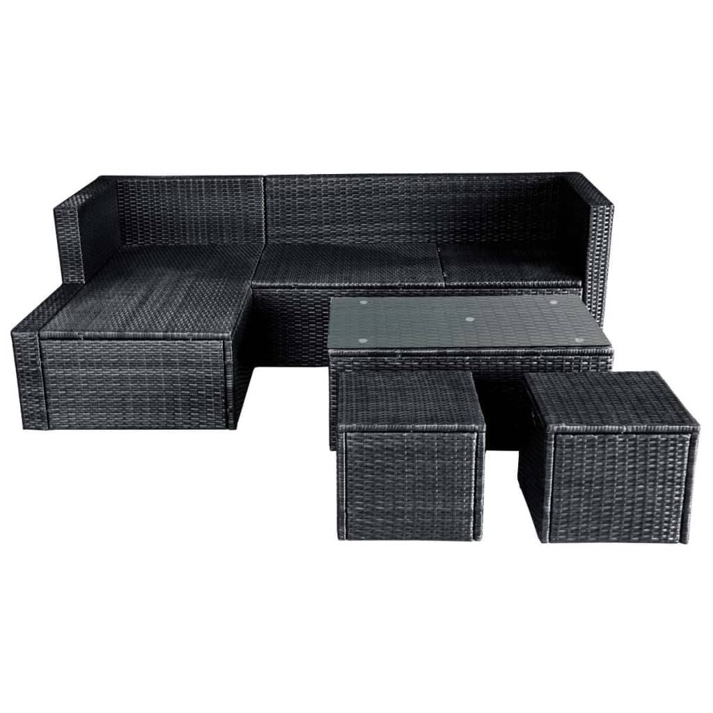 Vidaxl - Salon de jardin 4 pcs avec coussins Résine tressée Noir vidaXL 42586 - Image 8