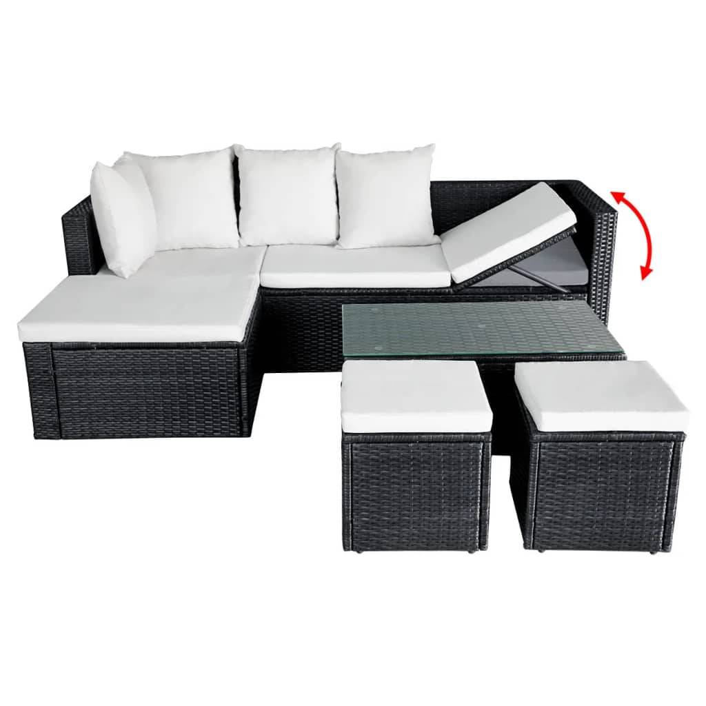 Vidaxl - Salon de jardin 4 pcs avec coussins Résine tressée Noir vidaXL 42586 - Image 7