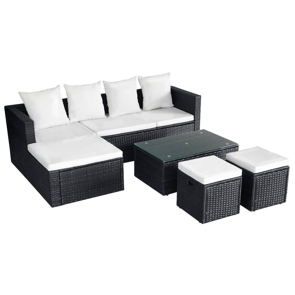 Vidaxl - Salon de jardin 4 pcs avec coussins Résine tressée Noir vidaXL 42586 - Image 4