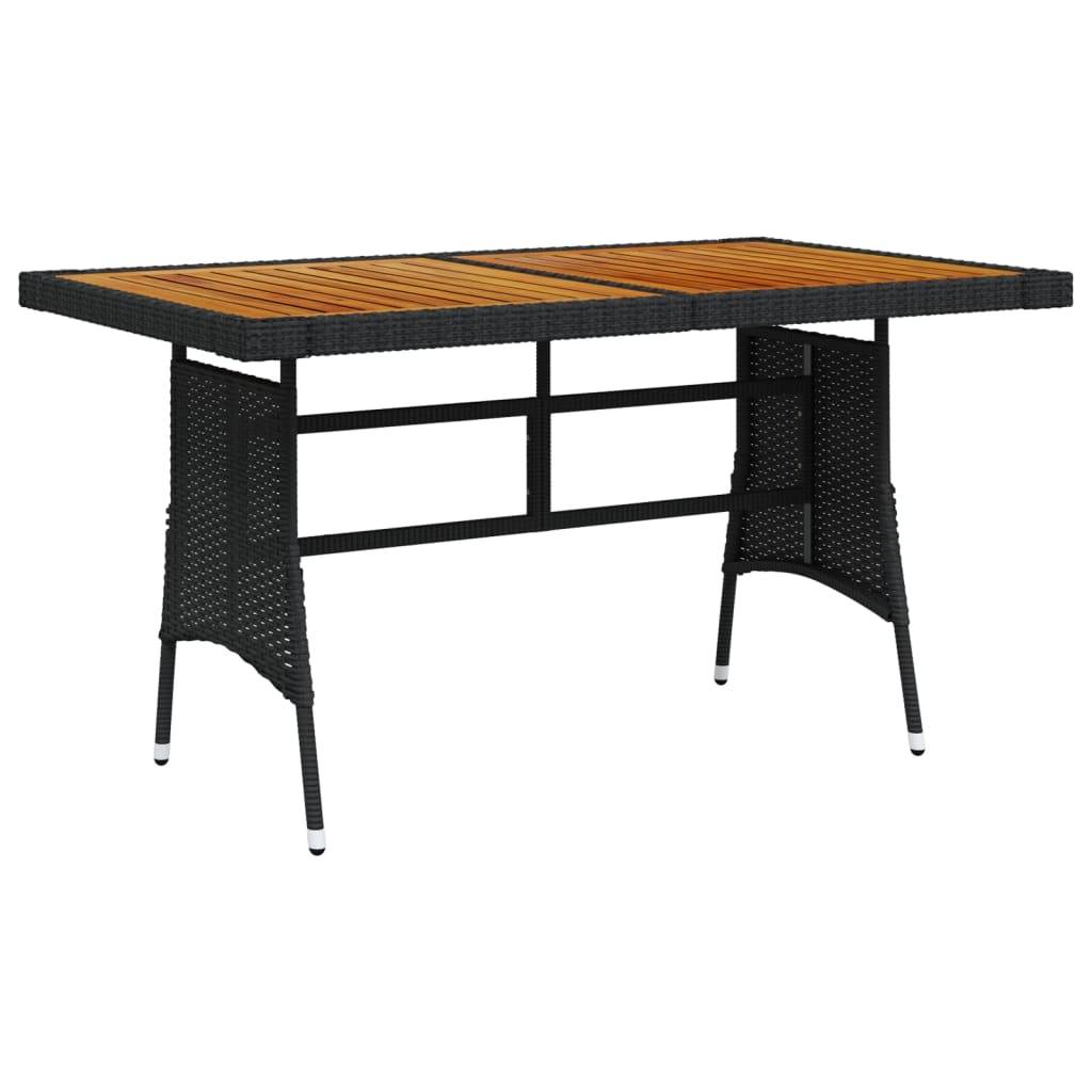 ComfortXL - Table de Jardin Noire 130x70cm, Plateau en Bois d'Acacia et Structure en Résine Tressée – ComfortXL Outdoor Living - Image 1