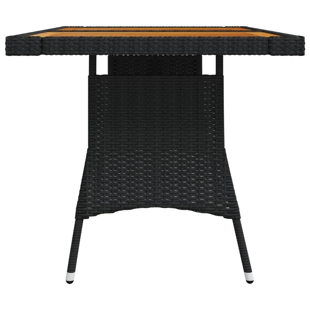 ComfortXL - Table de Jardin Noire 130x70cm, Plateau en Bois d'Acacia et Structure en Résine Tressée – ComfortXL Outdoor Living - Image 3