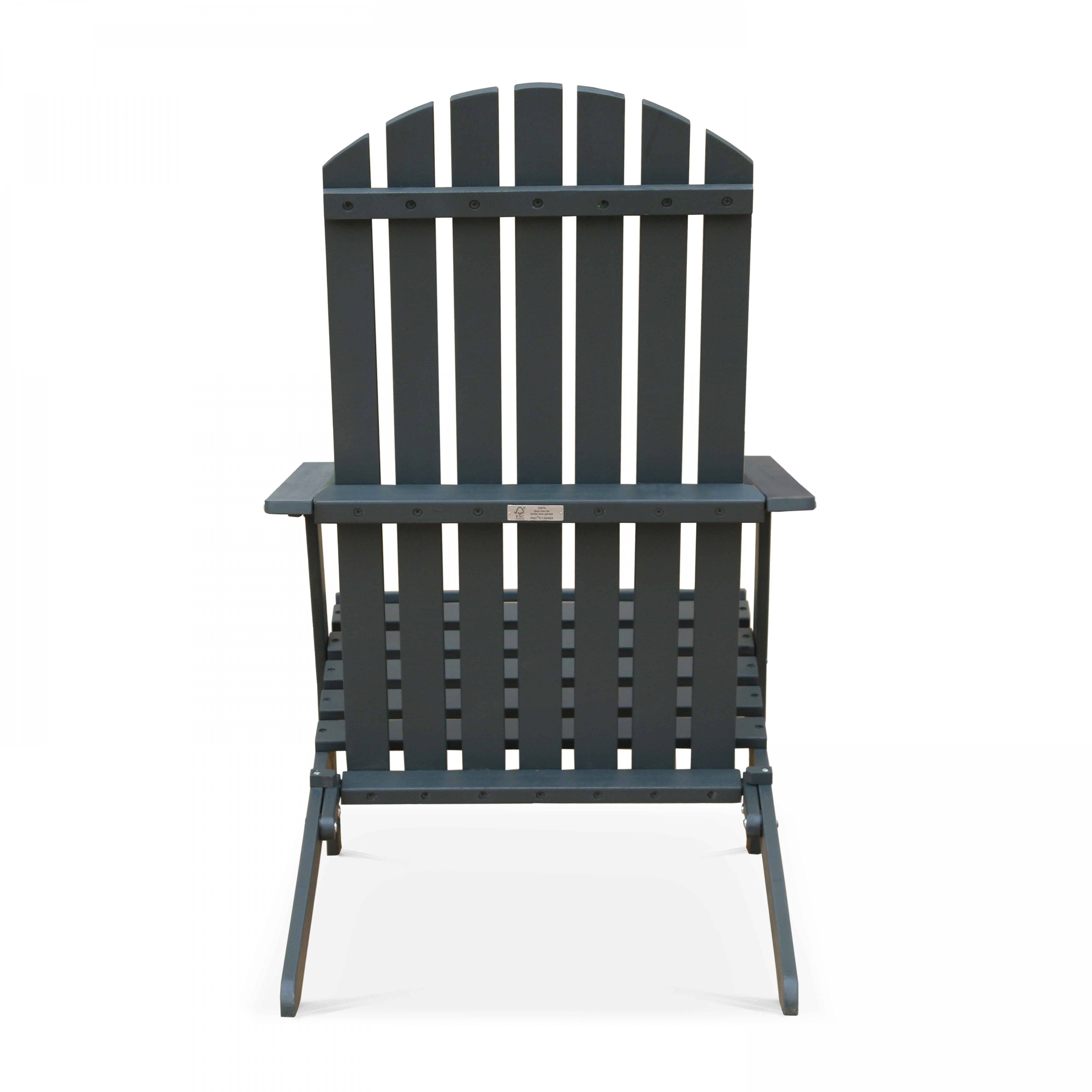 Oviala - Fauteuil relax pliant en bois d'eucalyptus gris - Oviala - Image 4