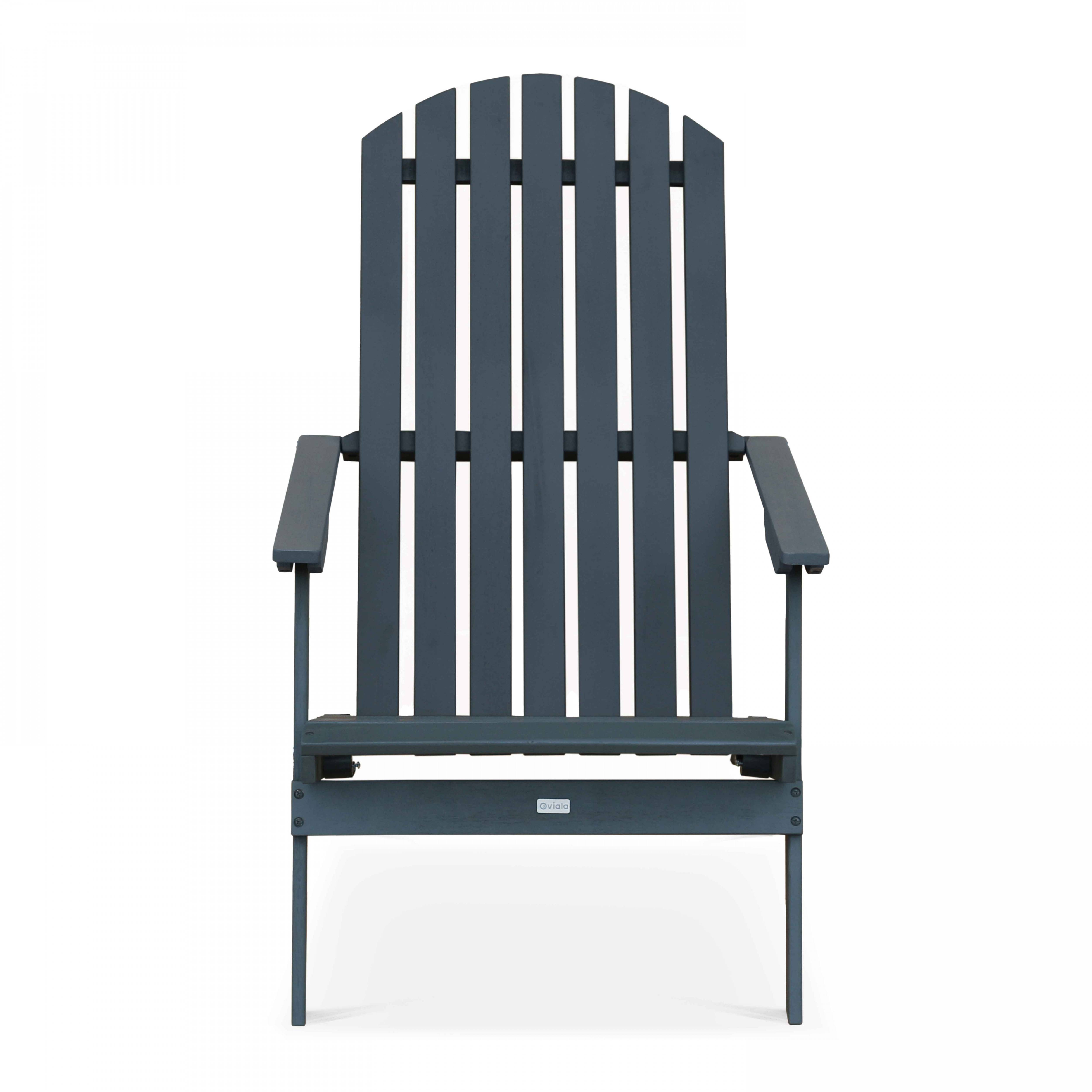 Oviala - Fauteuil relax pliant en bois d'eucalyptus gris - Oviala - Image 3