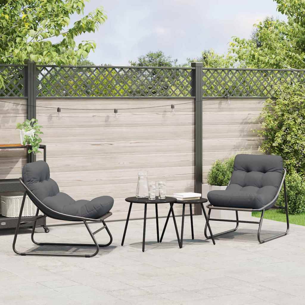 Mobilier de jardin avec coussin Noir 60,5 x 81 x 71 cm (2 pcs) - PANGIVO - Image 1