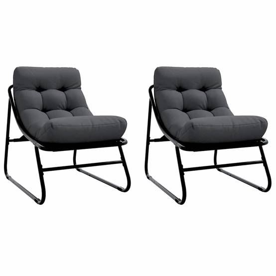 Mobilier de jardin avec coussin Noir 60,5 x 81 x 71 cm (2 pcs) - PANGIVO - Image 2
