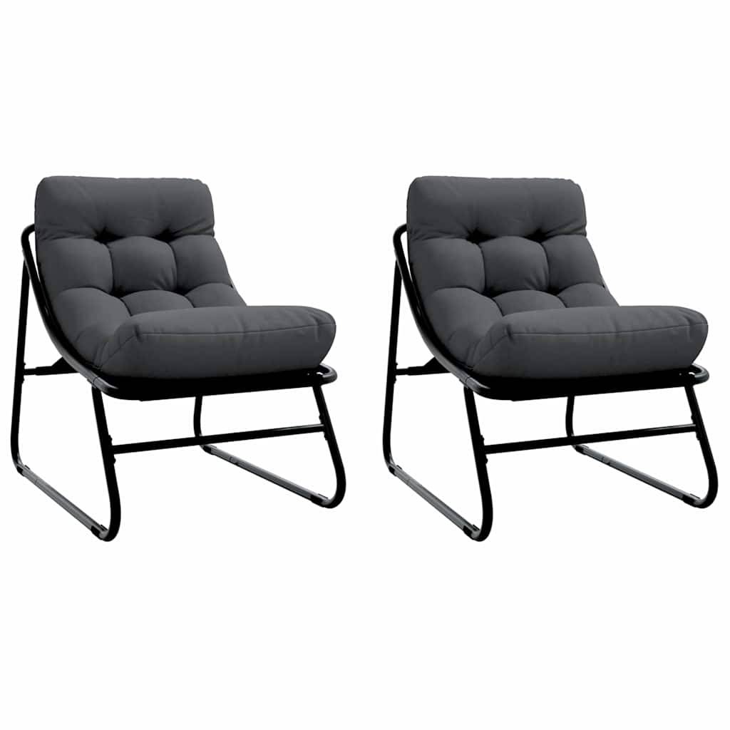 Mobilier de jardin avec coussin Noir 60,5 x 81 x 71 cm (2 pcs) - PANGIVO - Image 2